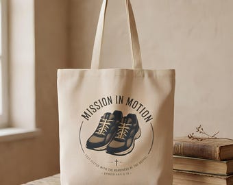 Tragetasche aus Canvas mit Missionsmotiv | Christliche Tasche | Geschenk für Missionare | Tasche für Bibelstunden und Kirchen | Wiederverwendbare Baumwolle