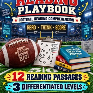 Schede di comprensione del testo sul calcio per le classi dalla prima alla terza elementare / 12 brani / Strategie di lettura differenziate / PDF stampabile