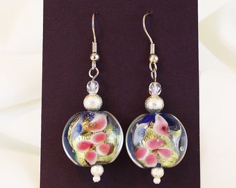 Decorative Glass Dangle Earrings