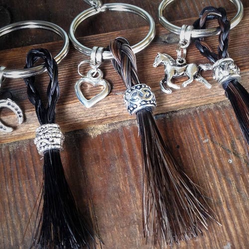Custom Horse Hair Key Chain Choose Charm Heart Horse Etsy