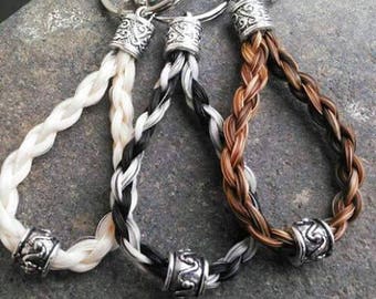 Choose Bead-Custom Loop Horse Hair Key Chain Key Ring horse hair gift