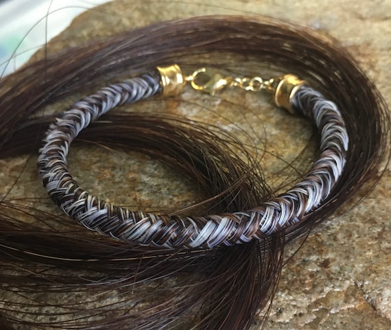 Square braided horse hair memorial Jewelry Custom Horse Hair Bracelet Horse Hair Braided around Leather