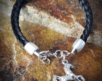 Custom Horse Hair Bracelet - Horseshoe Charm Stamp - Gift Boxed Memorial Keepsake Horse Hair Jewelry -Please Read Full Item Description