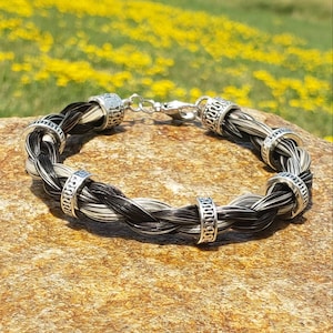 Custom Horse Hair Bracelet Thick Braided Bali Style Beaded Horse Lover Gift Boxed Jewelry Keepsake Memorial  Read Full Item Description