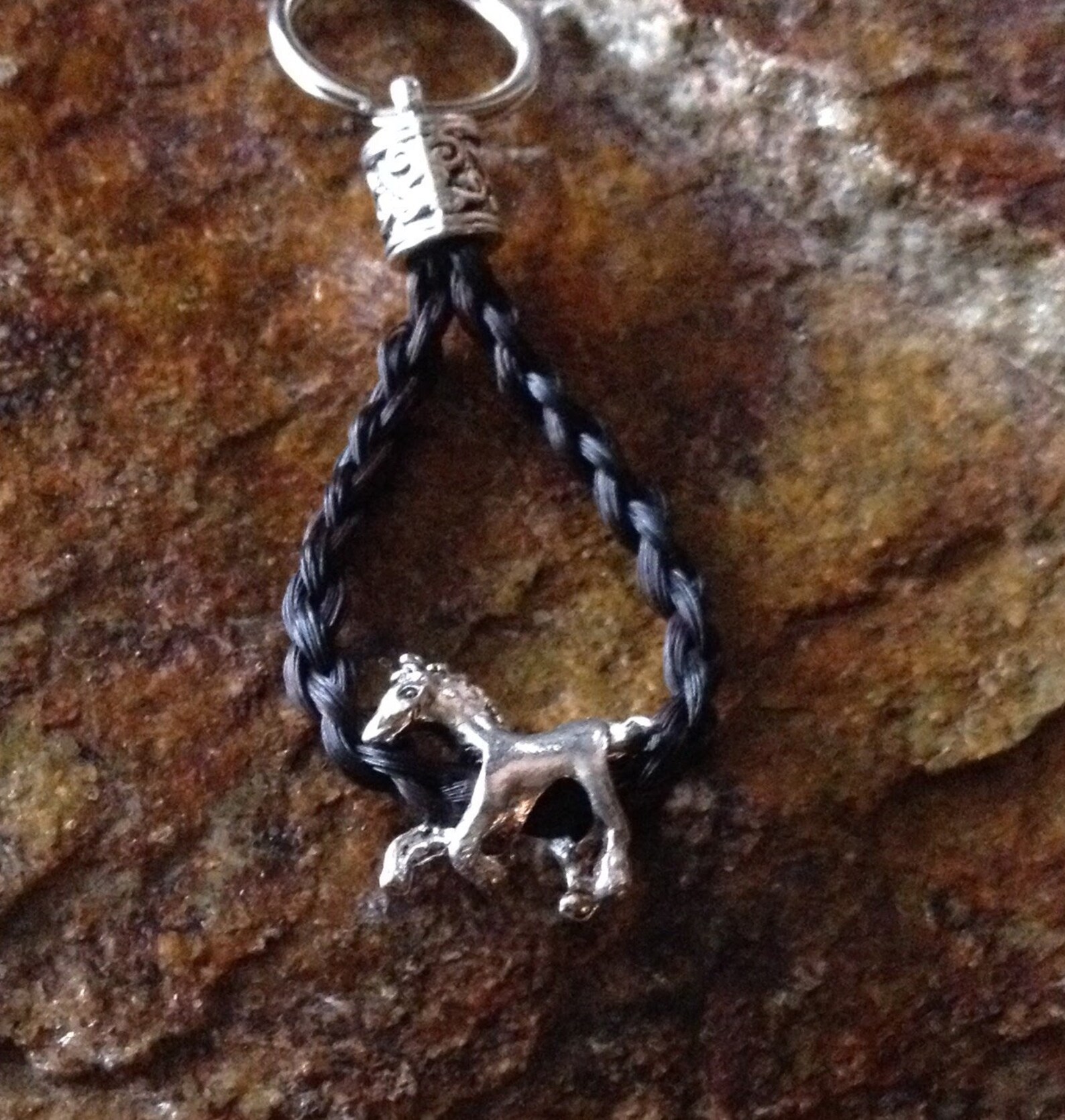 Horse Hair Key Chain W/ Horse Charm Bead Key Ring Custom Horse Etsy
