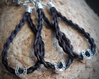 Custom Horse Hair Key Chain Fob - Horseshoe Bead - Gift Boxed Horse Hair Jewelry Keepsake Memorial