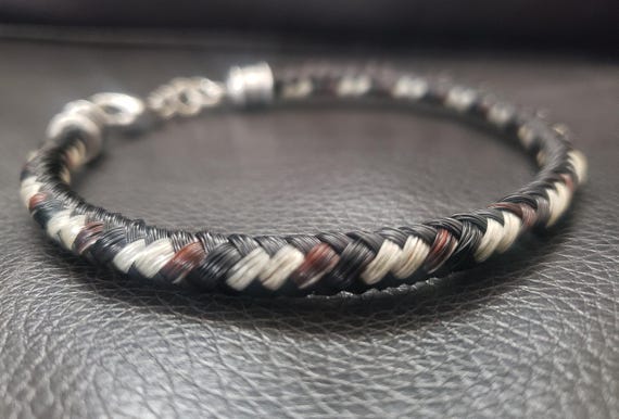 Custom Horse Hair Bracelet - Horse Hair Braided around Leather - horse hair jewelry pet memorial keepsake Please Read Full Description
