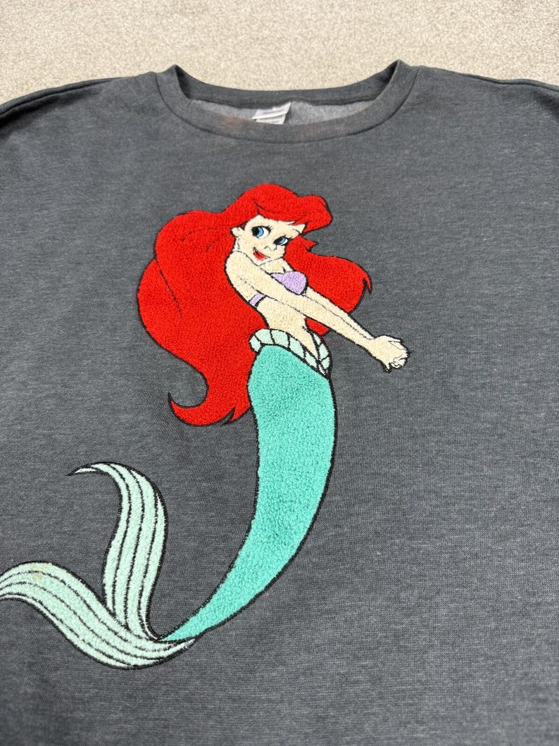 Disney The Little Mermaid Grey Sweatshirt with Ariel Embroidery XL image 2