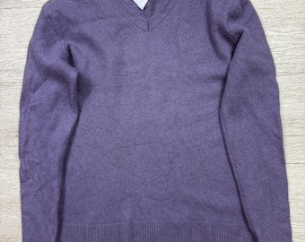 Tommy Hilfiger Purple V-Neck Wool Blend Sweater Medium