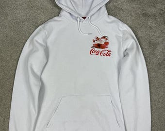 Coca-Cola White Hoodie with Santa Graphic M