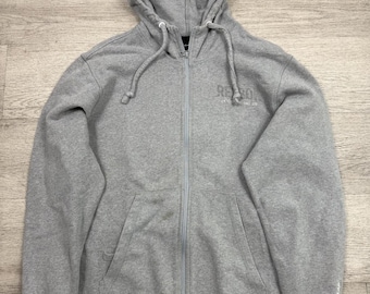 Reebok Grey Zip-Up Hoodie with Hood and Front Pockets XL