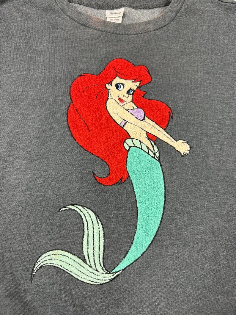 Disney The Little Mermaid Grey Sweatshirt with Ariel Embroidery XL image 4