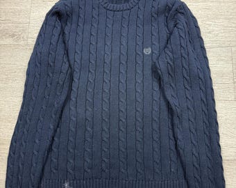 Chaps Navy Blue Cable Knit Sweater Large