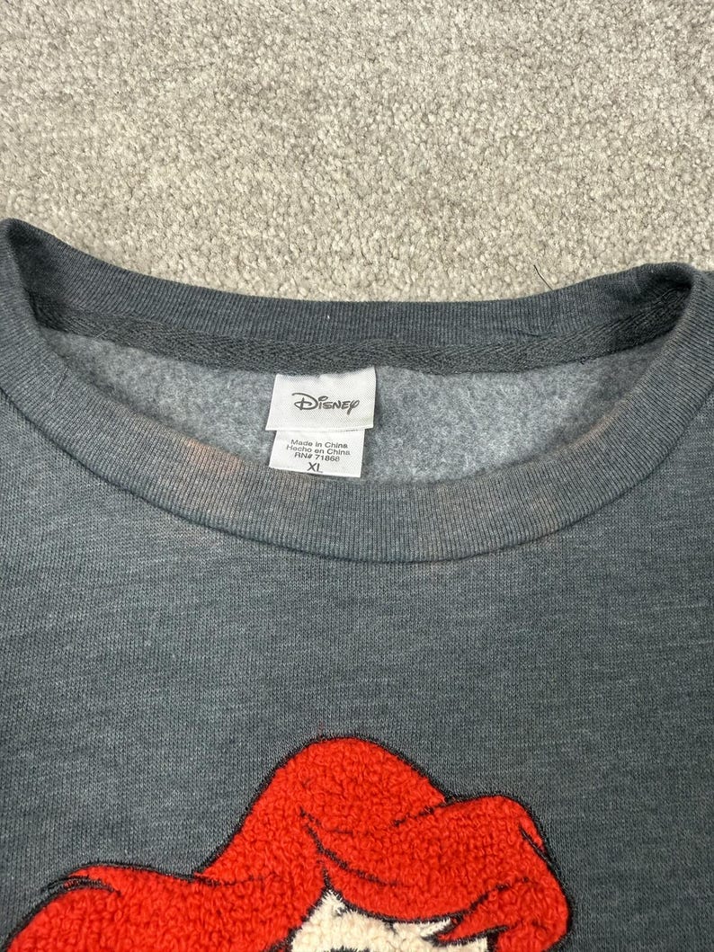 Disney The Little Mermaid Grey Sweatshirt with Ariel Embroidery XL image 3