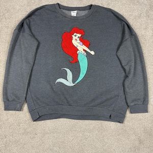 Disney The Little Mermaid Grey Sweatshirt with Ariel Embroidery XL image 1