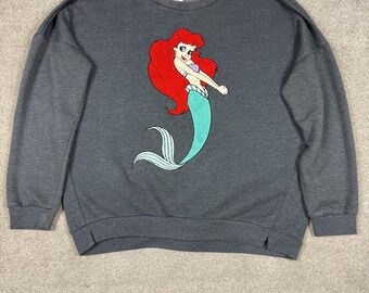 Disney The Little Mermaid Grey Sweatshirt with Ariel Embroidery XL