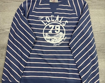 Rivington Blue and White Striped Sweatshirt with Logo Patch