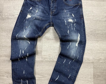 InsideOut Distressed Dark Blue Denim Jeans 36W 32L