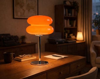 Luminária retrô em formato de cogumelo macaron – Luminária de mesa inspirada nos anos 70, luz ambiente aconchegante para escrivaninha, decoração moderna de meados do século XX