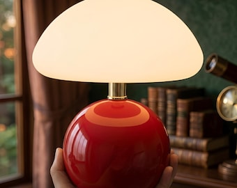 Abajur de mesa em formato de cogumelo, estilo meados do século XX – Abajur de cabeceira retrô, luminária de mesa vintage moderna, decoração minimalista para casa.