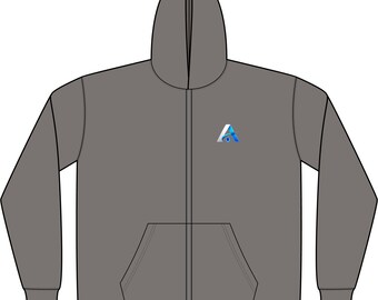 A Fuel Logo Zip Hoodie | Gray Faded Full-Zip Hooded Sweatshirt
