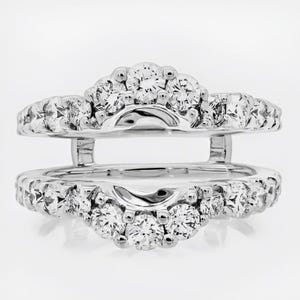 Runder Moissanit-Enhancer-Ring, 14K Weißgold plattiertes Sterlingsilber-Wickelband