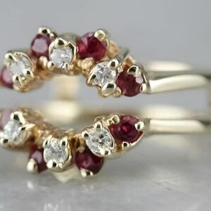 Lab-Created Diamond Ruby Enhancer Wrap Ring | 14k Yellow Gold Finish, Sterling Silver