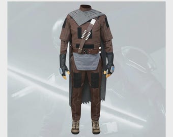 Din Djarin Costume Flight Suit | Mandalorian Brown Cosplay Outfit | Star Wars Inspired Apparel