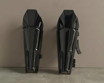 Darth Vader Costume Shin Guards | Glossy Black Cosplay Leg Armor | Fantasy Halloween Sci-Fi Accessory