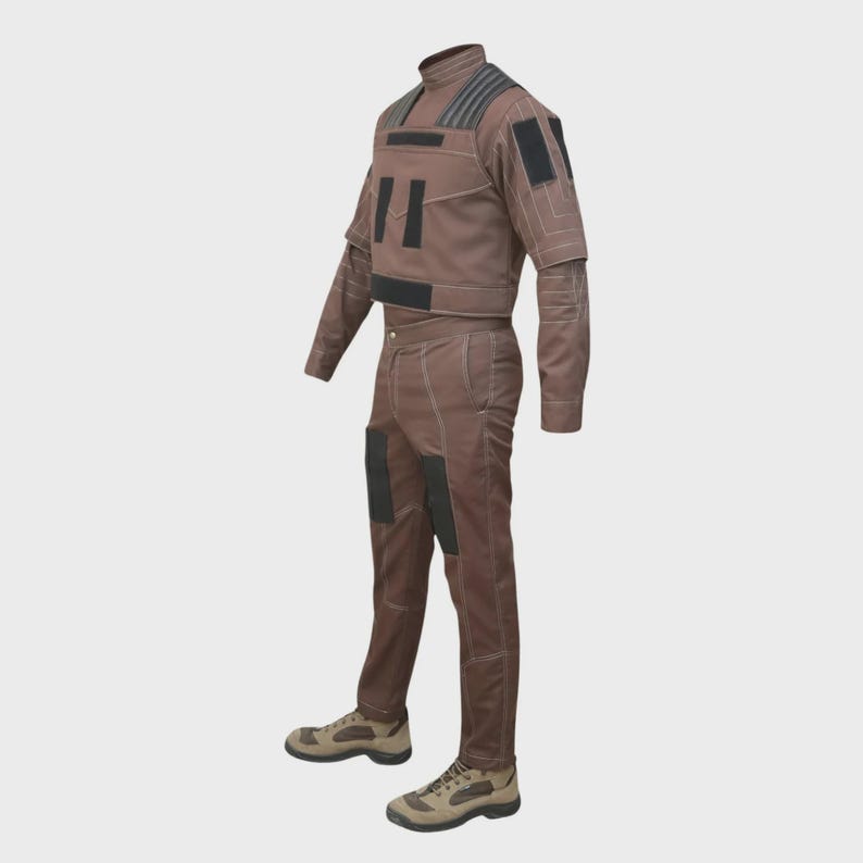 Din Djarin Costume Flight Suit | Mandalorian Brown Cosplay Outfit | Star Wars Inspired Apparel image 7