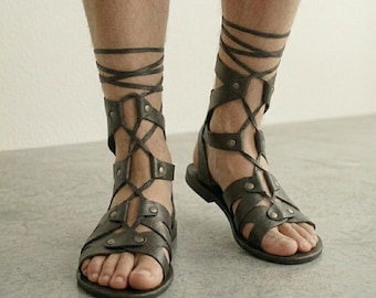 Roman Spartan Leather Sandals | Handcrafted Gladiator Caligae Boots | Medieval Warrior Costume Footwear