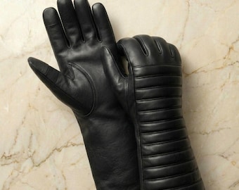 Black Leather Darth Vader Gauntlets | Sith Lord Screen Accurate Cosplay Gloves | Fantasy Halloween Party