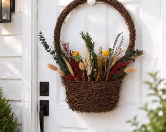 Vine Basket with Wildflowers