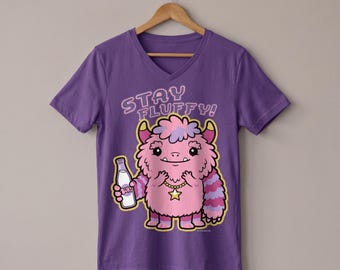 かわいいピンクのモンスターPNG | Stay Fluffy昇華プリントデザイン | カワイイキャラクタークリップアート | Tシャツプリントデザイン | デジタルダウンロード