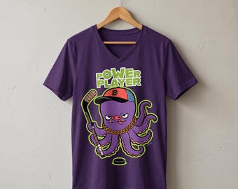 タコのホッケー選手PNG | パワープレーヤー昇華プリントデザイン | 面白いスポーツキャラクターのクリップアート | Tシャツプリントデザイン | デジタルダウンロード