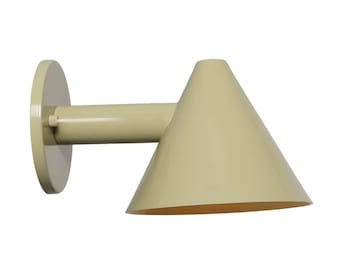 Mid Century Modern Wall Sconce, Cone Shade Wall Lamp, Neutral Beige Lighting, Contemporary Home Decor