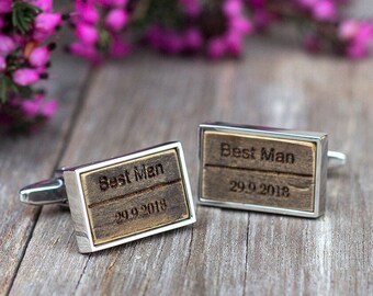 Best Man Cufflinks, Personalised Best Man Cuff Links, Gift for best man, recyled old barn cufflinks, recycled cufflinks, best man gift,