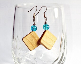 wooden earrings, wooden jewelry, wooden earrings, gift for her, maple wood earrings, maple jewelry, womes jewelry, anniversary gift