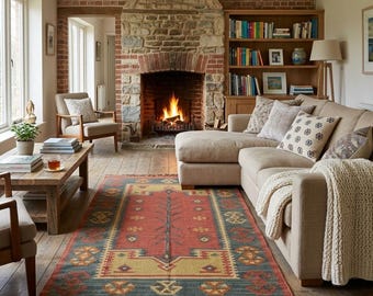 Tappeto Kilim fatto a mano, tappeto con design floreale boho, Kilim Dhurrie tradizionale indiano, tappeto Kilim in lana e iuta, tappeto Kilim in iuta a tessitura piatta/reversibile