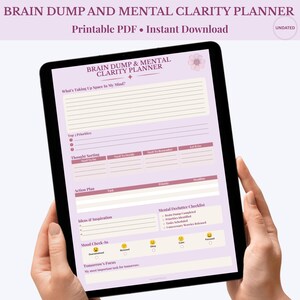 Planilha para Desabafo e Clareza Mental (Imprimida) | Ferramenta de Organização para TDAH | Planilha para Desapego Mental | Planejador de Produtividade | Download Imediato