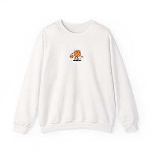 Basketball Character Sweatshirt | Cute Dribbling Orange Hoop Cartoon