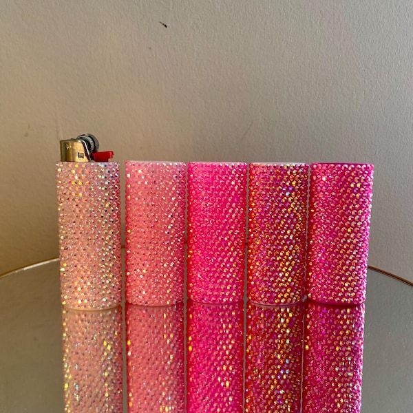 Reusable Rhinestone Lighter Case Pink Collection
