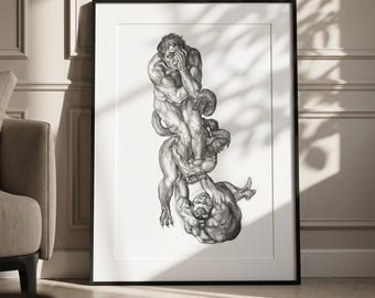 The Damned Soul — Graphite Fine Art Print | Renaissance Inspired Wall Art | Classical Anatomy Drawing