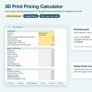 3D Print Cost Calculator | Filament, Electricity, Time (Google Sheets)