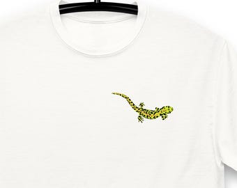 T-shirt gemarmerd watersalamander, handgetekende amfibie Herper graphic T-shirt