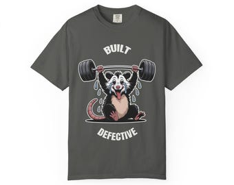 Comfort Colors® Opossum Shirt, Built Defective Funny Gym Meme Tee, Sarcastic Weirdcore Animal Gift, Trending Possum Lover Apparel