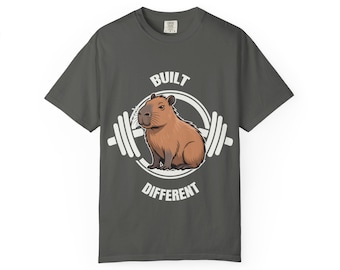 Comfort Colors® Capybara Shirt, Built Different Funny Gym Tee, Sarcastic Capybara Meme Gift, Weirdcore Animal Shirt, Ironic Graphic Tee