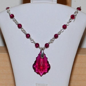22mm x 15mm Swarovski Baroque Crystal Pendant on a strand of 4mm Swarovski Crystals Necklace - Many Different Colors - SW8