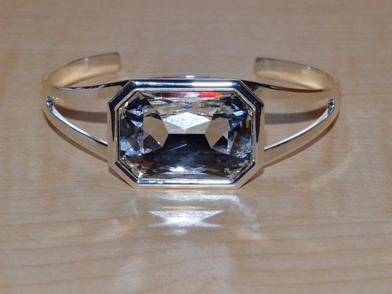27x18.5mm Swarovski Faceted Emerald-Cut Rectangle Cuff Bracelet Many Different Colors SW8FP image 1