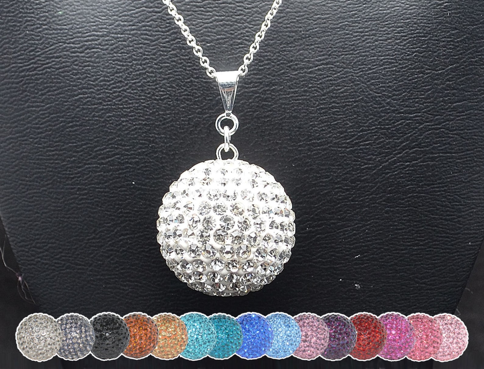 HUGE 22mm 1 Inch Pave Crystal Disco Ball Bead Necklace Etsy